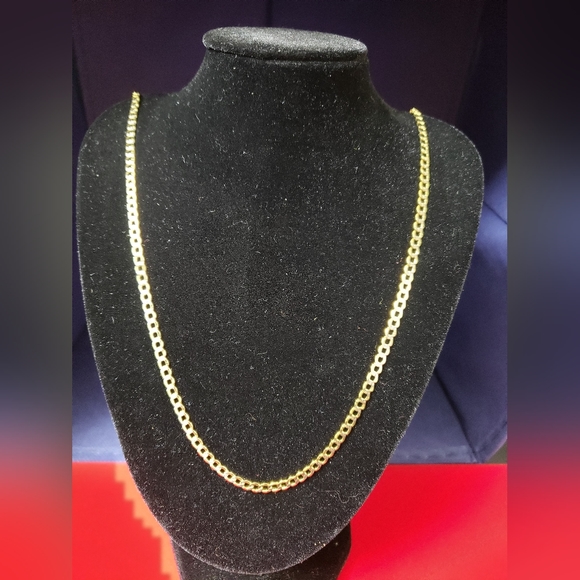 14kt Gold Curb Diamond Cut Design Chain